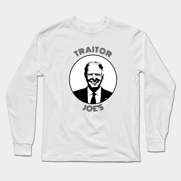 Traitor Joe's Retro Black and White Design Long Sleeve T-Shirt by AdrianaHolmesArt